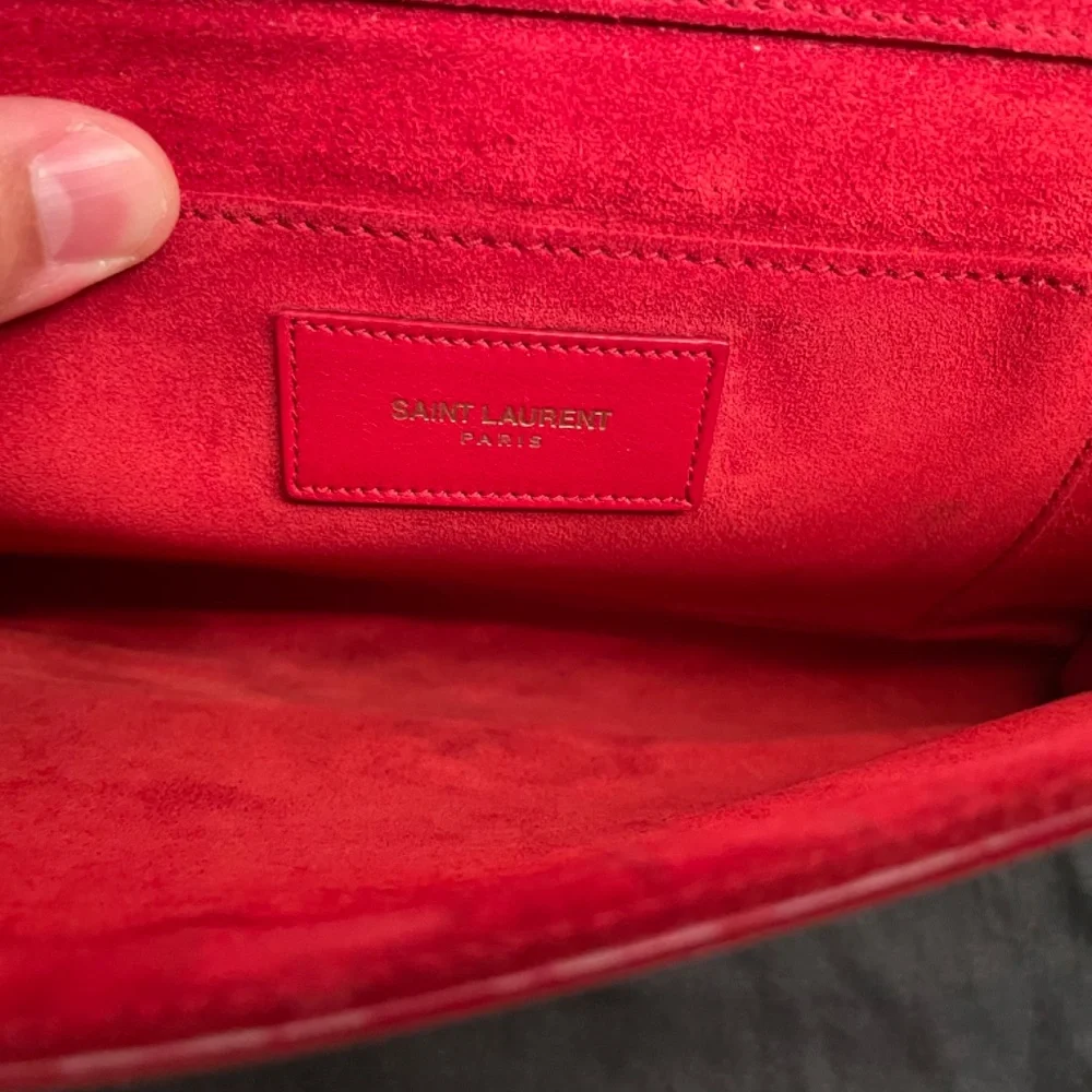 SAINT LAURENT Calfskin Classic Y Ligne Clutch Rouge Orient - Picture 8 of 11